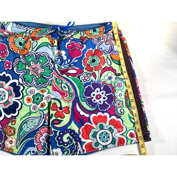 Vintage Tommy Hilfiger Men's Sz Large Hawaiian  Mesh-Lined Swim Trunks 7" Inseam - Picture 9 of 16